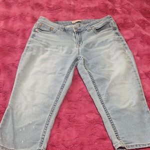 Seven7 Women's‎ Jeans Sz 32 Light Wash Cropped Capri Mid Rise Stretch Denim